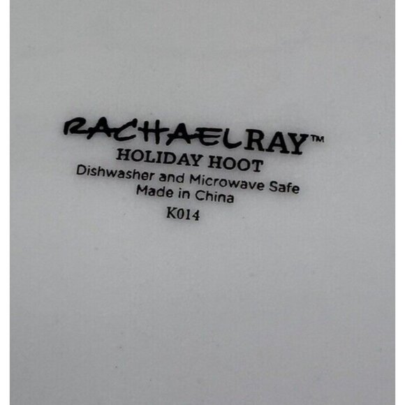 Rachael Ray HOLIDAY HOOT Christmas Tree Owl Stars Porcelain Salad Plates Set 4 - Picture 10 of 16